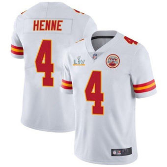 Super Bowl LV 2021 Men Kansas City Chiefs #4 Chad Henne White Limited Jersey